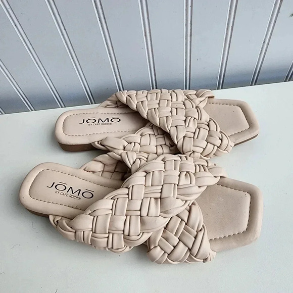 Cape Robbin Shoes - Cape Robbin JOMO Joelina Flat Fashion Wrapped Slip On Open Toe Sandals Cream 7